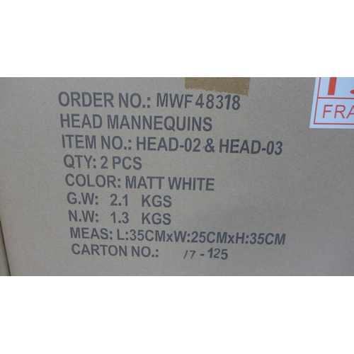 5261 - 4 matt white mannequin heads