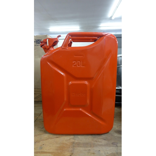 5267 - Three 20L Clarke Jerry cans - two green and one red