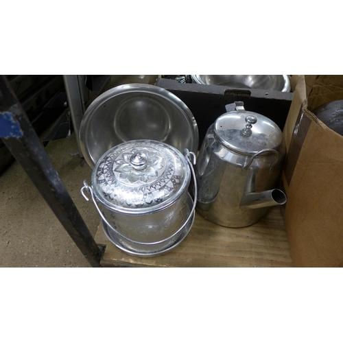 5279 - A large quantity of stainless steel and other kitchen and catering items including dish racks, drawe... 