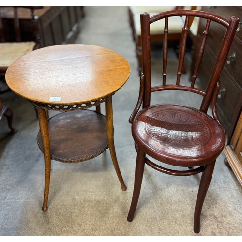 173 - A beech bentwood chair and an American oak two tier circular occasional table