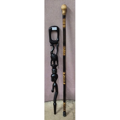 282 - An African ebony walking stick and one other