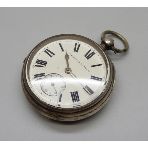 1004 - A heavy silver pocket watch, Birmingham 1890