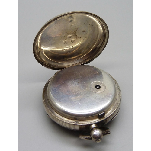 1004 - A heavy silver pocket watch, Birmingham 1890