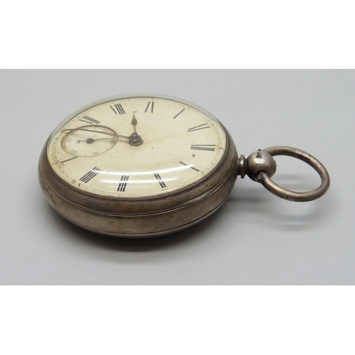 1011 - A Victorian silver pocket watch, London 1868