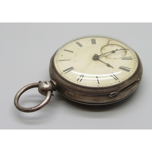 1011 - A Victorian silver pocket watch, London 1868