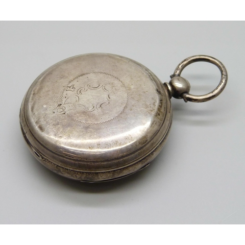 1011 - A Victorian silver pocket watch, London 1868