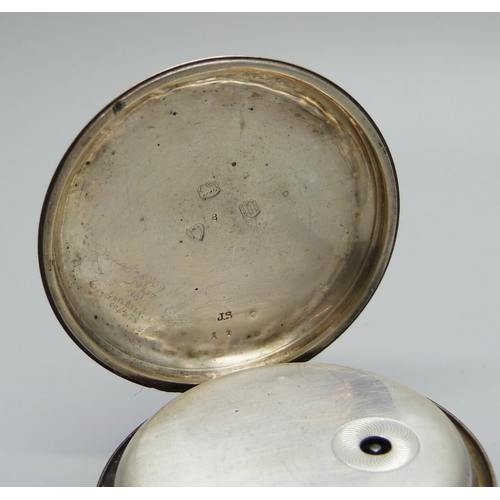 1011 - A Victorian silver pocket watch, London 1868