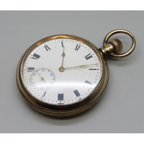 1012 - A Waltham Traveler gold plated pocket watch