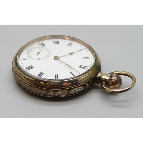 1012 - A Waltham Traveler gold plated pocket watch