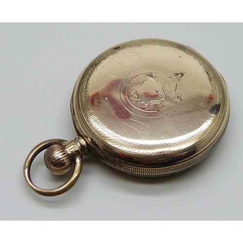 1012 - A Waltham Traveler gold plated pocket watch