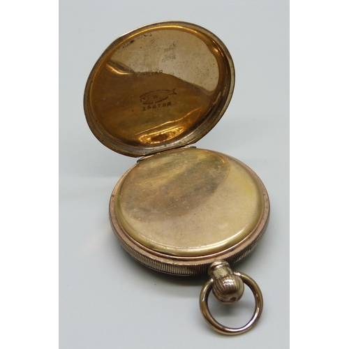 1012 - A Waltham Traveler gold plated pocket watch