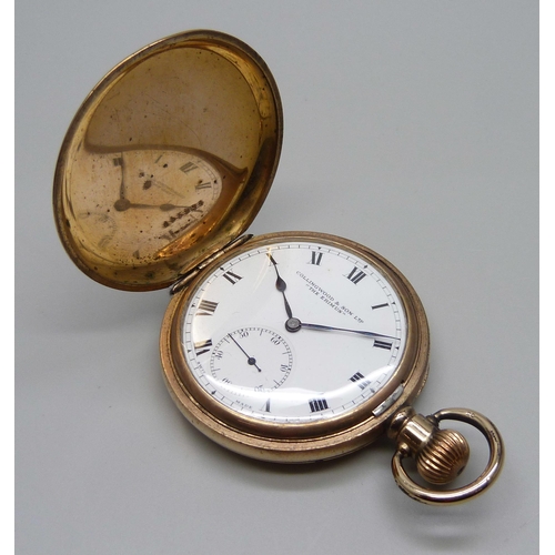 1041 - A Collingwood & Son 'The Erimus' 17 jewel full hunter pocket watch with engraved monogram to case ba... 