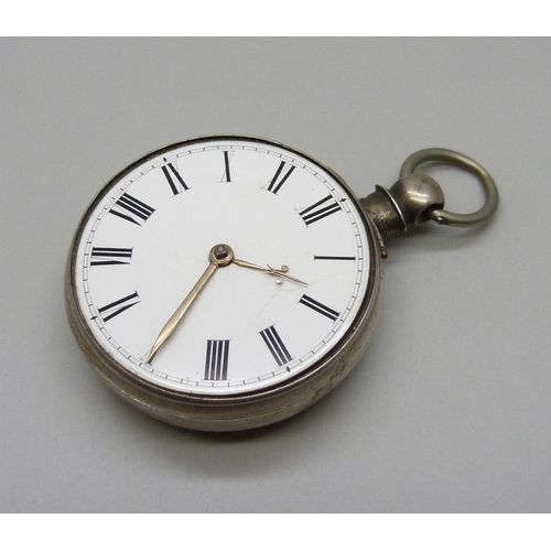 1042 - An early 19th Century silver pocket watch, a/f