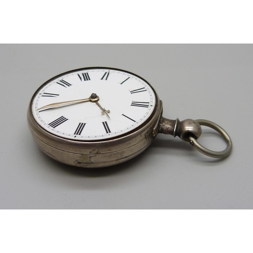 1042 - An early 19th Century silver pocket watch, a/f