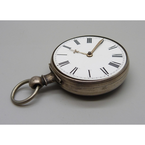 1042 - An early 19th Century silver pocket watch, a/f