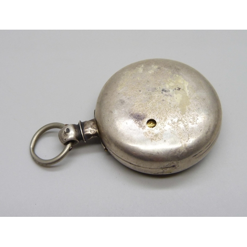 1042 - An early 19th Century silver pocket watch, a/f