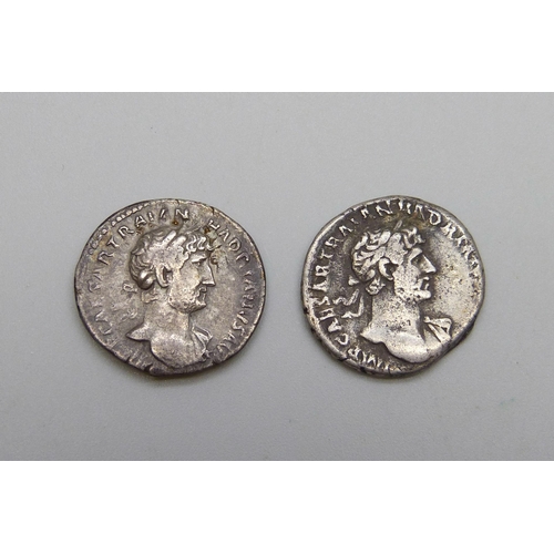 1072 - Two Hadrian silver Denarius 117-138AD