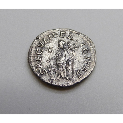 1076 - Roman Denarius silver Julia Maesa 218-225AD grandmother of Elagabalus