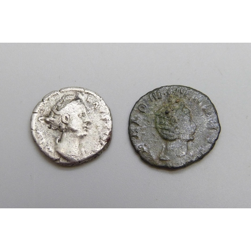 1079 - Two Roman coins - Salonina wife of Gallienus 254-268AD, Faustina Senior wife of Antonius Pius 139-14... 