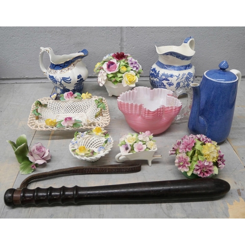 1115 - Four boxes of mixed glass and china including Wedgwood Willow pattern **PLEASE NOTE THIS LOT IS NOT ... 