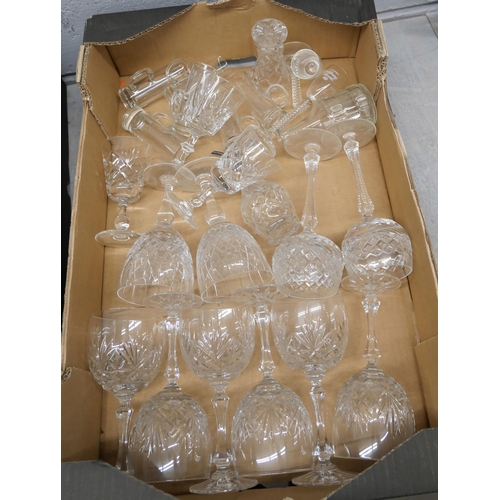 1115 - Four boxes of mixed glass and china including Wedgwood Willow pattern **PLEASE NOTE THIS LOT IS NOT ... 