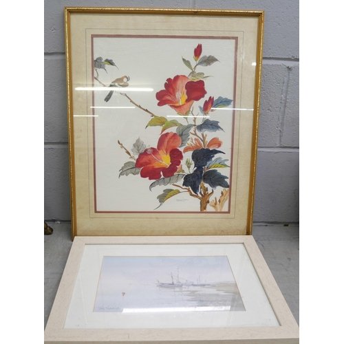 1123 - Two watercolour paintings including coastal scene, framed **PLEASE NOTE THIS LOT IS NOT ELIGIBLE FOR... 