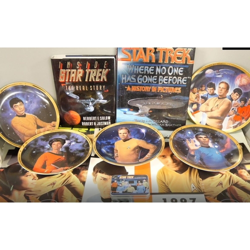 1129 - Star Trek collection of books, playing cards, magazines and collectors plates **PLEASE NOTE THIS LOT... 