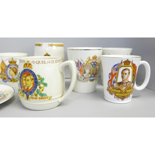 1150 - A collection of royalty commemorative cups, Edward VII onwards including one Edward VIII **PLEASE NO... 