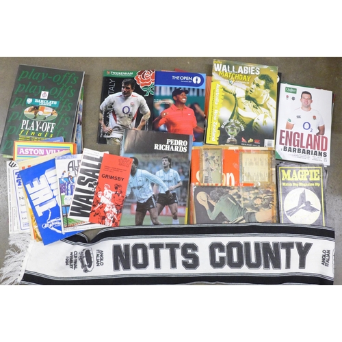 1157 - Football; Magpie Match Day magazines including one signed, 1970s, Notts County away programmes, a sc... 