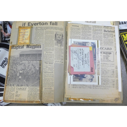 1157 - Football; Magpie Match Day magazines including one signed, 1970s, Notts County away programmes, a sc... 