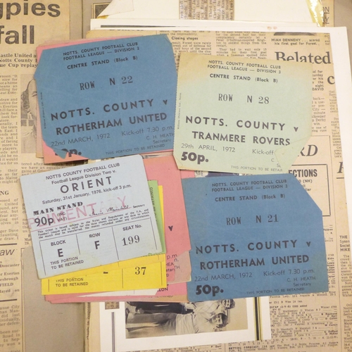 1157 - Football; Magpie Match Day magazines including one signed, 1970s, Notts County away programmes, a sc... 