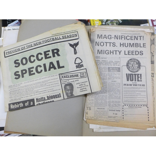 1157 - Football; Magpie Match Day magazines including one signed, 1970s, Notts County away programmes, a sc... 