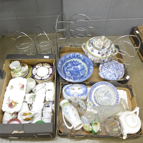 1160 - Assorted china and glassware including Royal Crown Derby and Royal Doulton and five afternoon tea ca... 