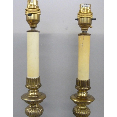 601 - A pair of Wedgwood jasper candlestick table lamps, 50.5cm