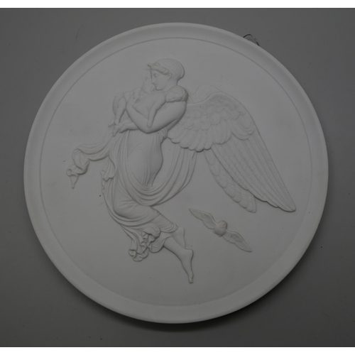 625 - Six Royal Copenhagen circular plaques of classical scenes, four 138mm diameter, two 150mm diameter