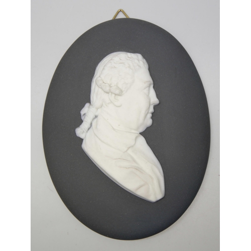 642 - A Wedgwood black and white jasper medallion, The Duke of Hamilton in profile