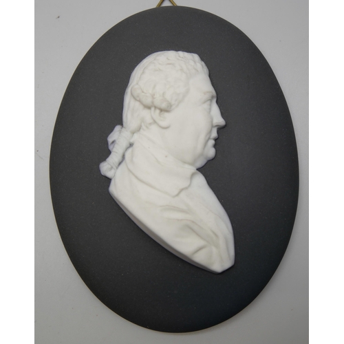 642 - A Wedgwood black and white jasper medallion, The Duke of Hamilton in profile