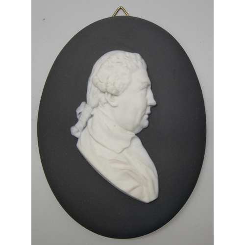 642 - A Wedgwood black and white jasper medallion, The Duke of Hamilton in profile