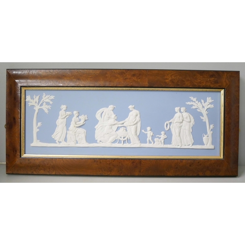 650 - A large Wedgwood blue jasper rectangular plaques, classical scene