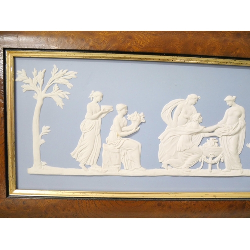 650 - A large Wedgwood blue jasper rectangular plaques, classical scene