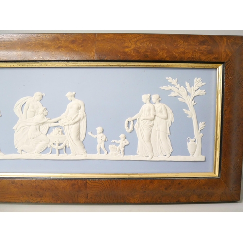 650 - A large Wedgwood blue jasper rectangular plaques, classical scene