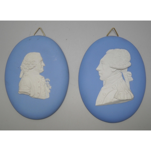 657 - Two 19th Century Wedgwood jasper medallions of two noblemen, one Marquis de la Fayette, in profile