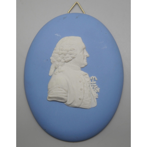 657 - Two 19th Century Wedgwood jasper medallions of two noblemen, one Marquis de la Fayette, in profile