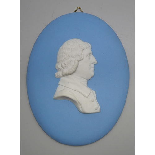 661 - Two Wedgwood medallions, one Mr Rochester in black and white jasper in a gilt oval frame and one of ... 