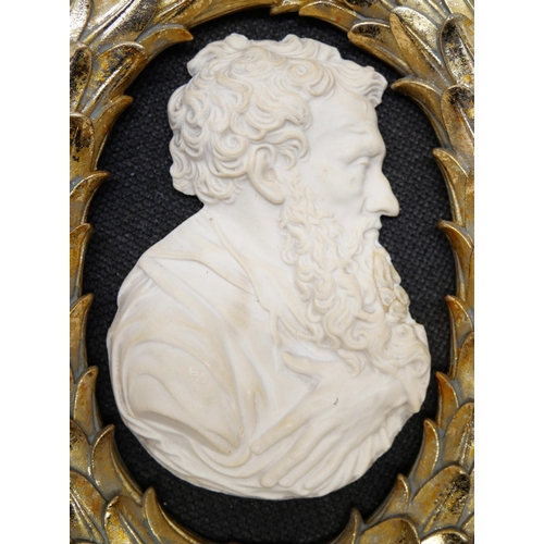 669 - A 19th Century portrait in relief of Sir Peter Paul Rubens in a laurel wreath frame