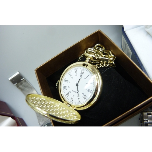 677 - A collection of wristwatches and pocket watches to include mechanical examples