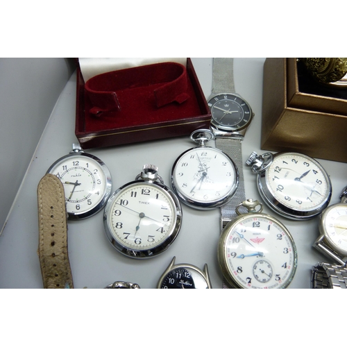 677 - A collection of wristwatches and pocket watches to include mechanical examples