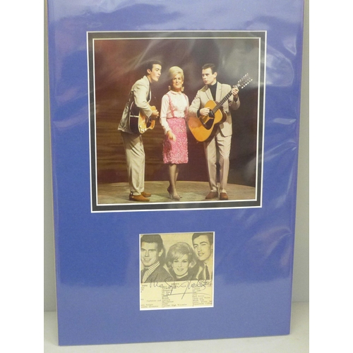 682 - Pop music, Dusty Springfield signed mounted display