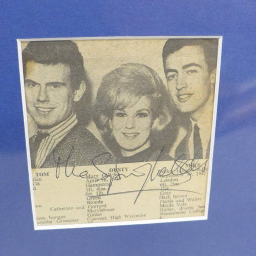 682 - Pop music, Dusty Springfield signed mounted display