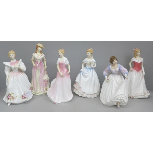 685 - Six Royal Doulton figures, Ashley, Alice, Claire, Jane, Julie and Gillian